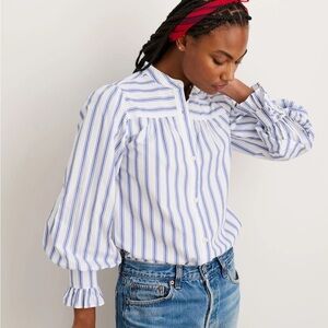 ALEX MILL LEE RUFFLE CUFF BUTTON UP BLOUSE SHIRT